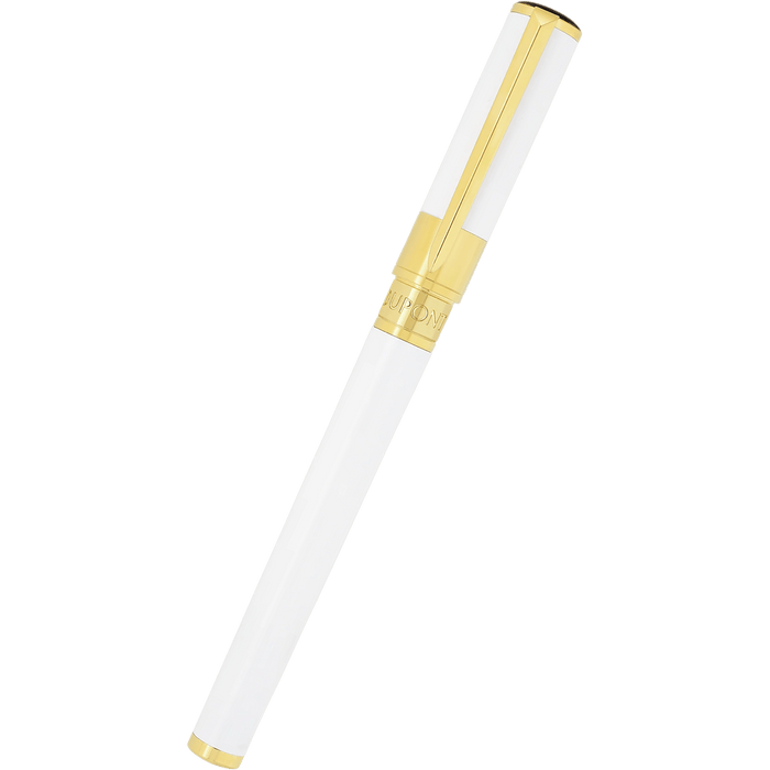 S T Dupont D - Initial Rollerball Pen - White - Gold Trim - Pen Boutique Ltd