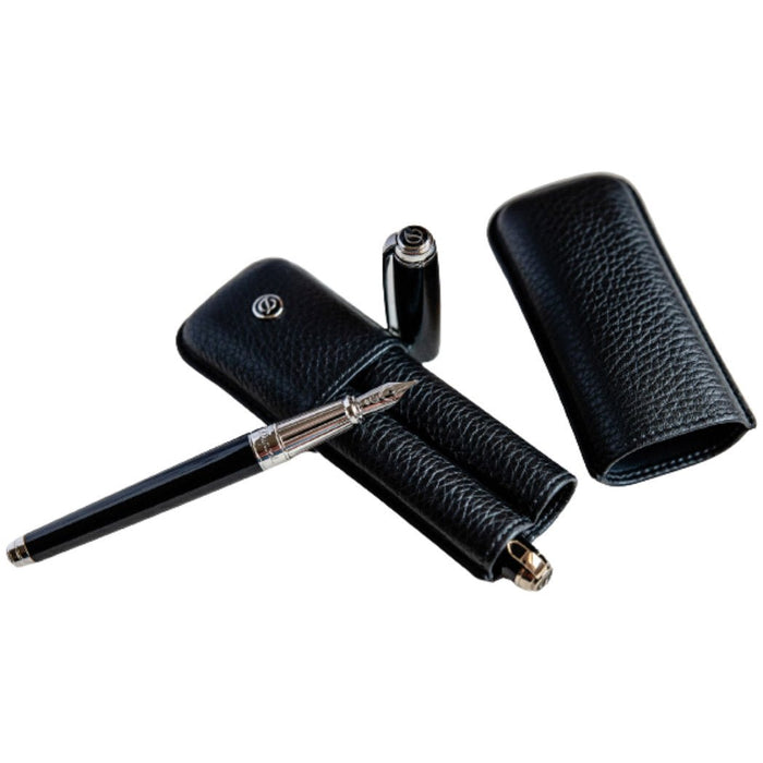 S T Dupont Rigid Two Pen Case - Noir (Black) - Pen Boutique Ltd