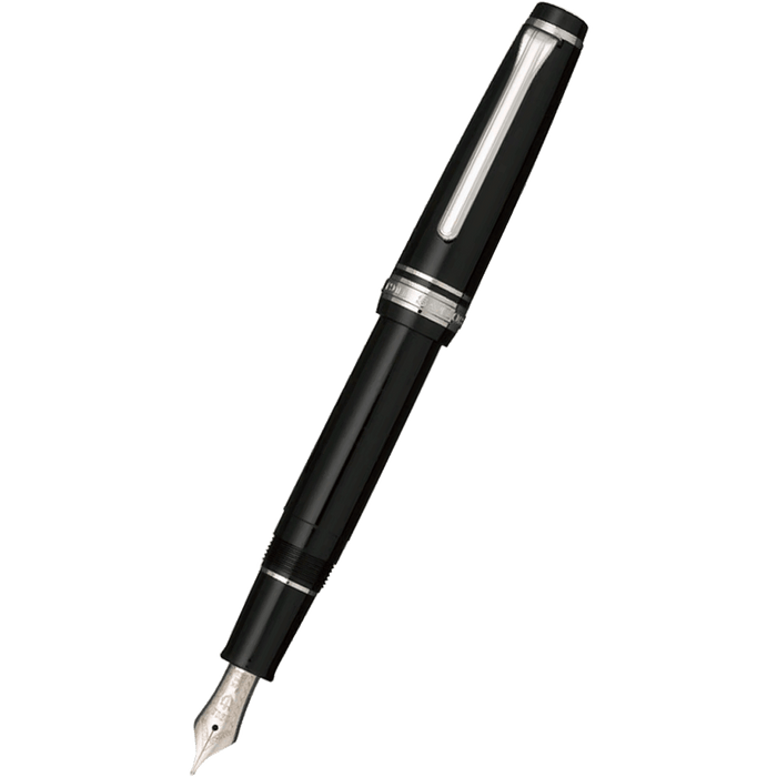Sailor Professional Gear Fountain Pen - Black - Silver Trim - Slim - Pen Boutique Ltd