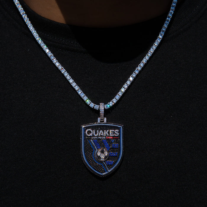 San Jose Earthquakes Official MLS Logo Pendant in White Gold