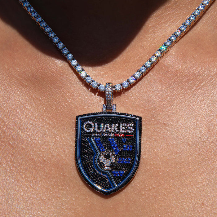 San Jose Earthquakes Official MLS Logo Pendant in White Gold