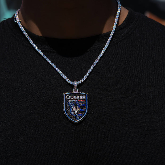San Jose Earthquakes Official MLS Logo Pendant in White Gold