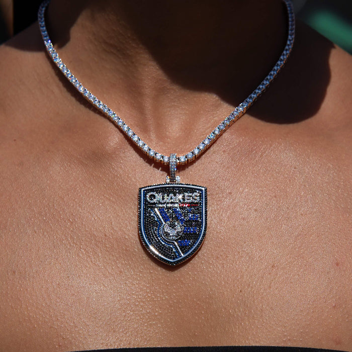 San Jose Earthquakes Official MLS Logo Pendant in White Gold