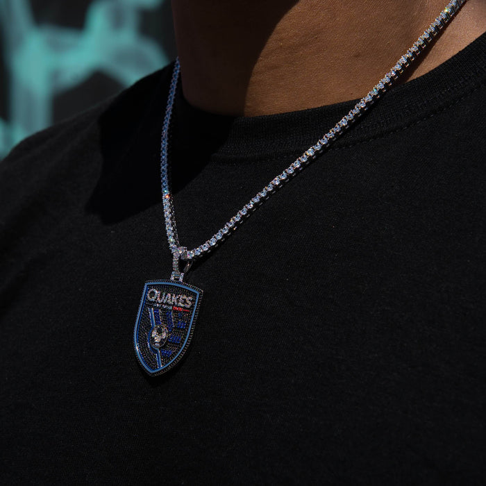 San Jose Earthquakes Official MLS Logo Pendant in White Gold