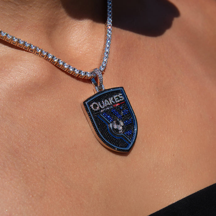 San Jose Earthquakes Official MLS Logo Pendant in White Gold