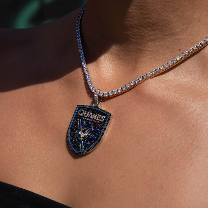 San Jose Earthquakes Official MLS Logo Pendant in White Gold