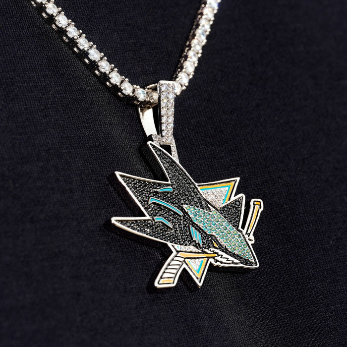 San Jose Sharks Official NHL Logo Pendant in White Gold