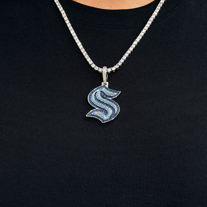 Seattle Kraken Official NHL Logo Pendant in White Gold