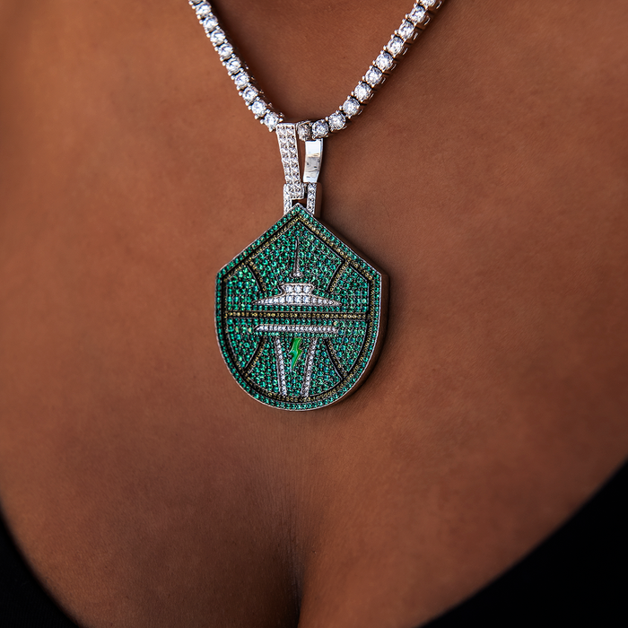 Seattle Storm Official WNBA 2025 Logo Pendant in White Gold