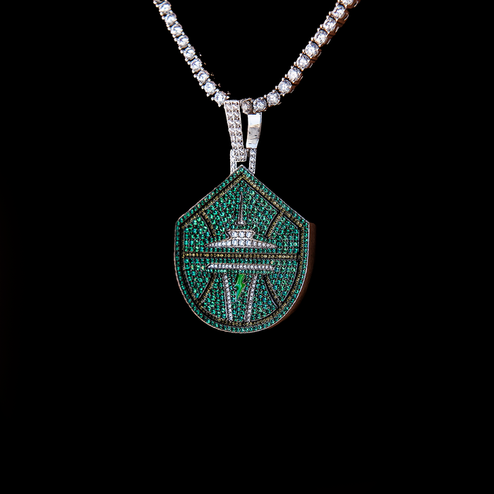 Seattle Storm Official WNBA 2025 Logo Pendant in White Gold
