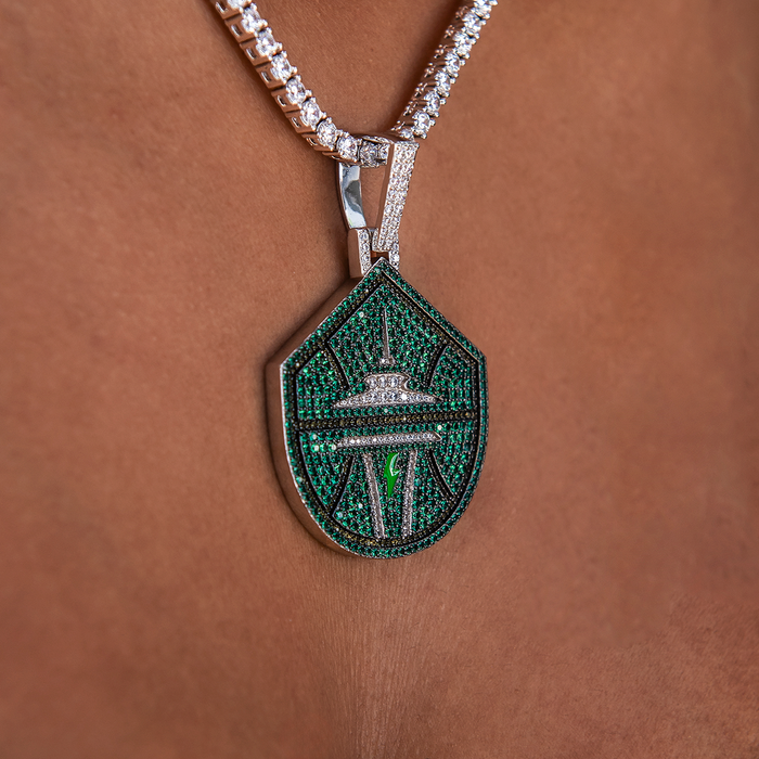 Seattle Storm Official WNBA 2025 Logo Pendant in White Gold