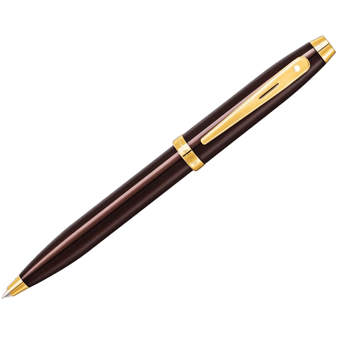 Sheaffer 100 Ballpoint Pen - Coffee Brown Lacquer - Gold Trim - Pen Boutique Ltd