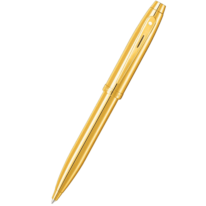 Sheaffer 100 Ballpoint Pen - Glossy PVD Gold - Gold Trim - Pen Boutique Ltd
