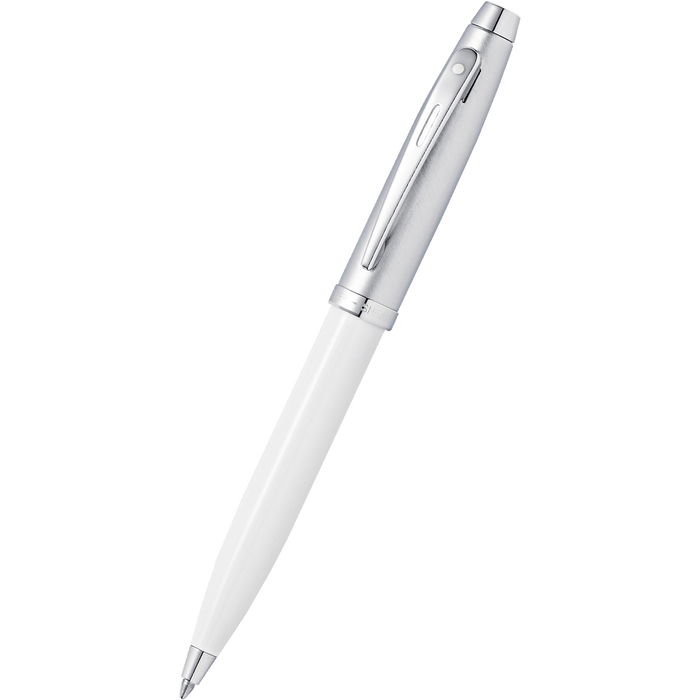 Sheaffer 100 Ballpoint Pen - White - Chrome Trim - Pen Boutique Ltd