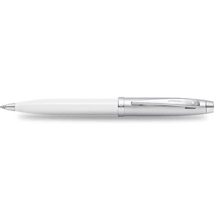 Sheaffer 100 Ballpoint Pen - White - Chrome Trim - Pen Boutique Ltd