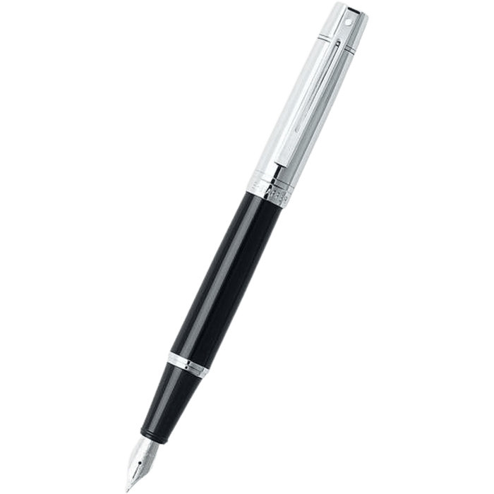 Sheaffer 300 Fountain Pen - Glossy Black Chrome Cap - Pen Boutique Ltd