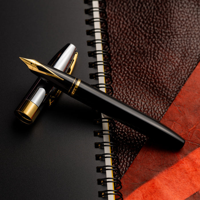 Sheaffer Legacy Fountain Pen - Black - Chrome Cap - 14K Gold PVD Trim - Pen Boutique Ltd