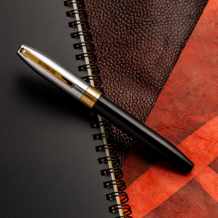 Sheaffer Legacy Fountain Pen - Black - Chrome Cap - 14K Gold PVD Trim - Pen Boutique Ltd