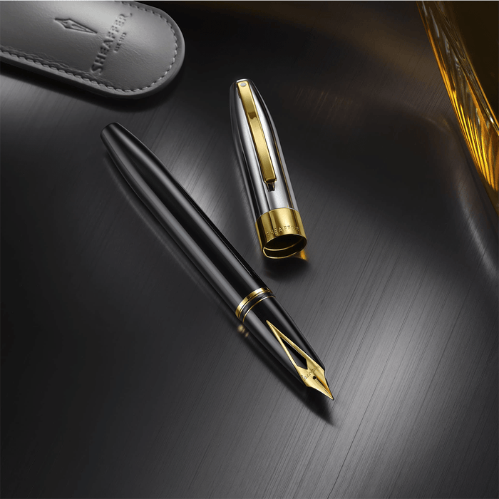 Sheaffer Legacy Fountain Pen - Black - Chrome Cap - 14K Gold PVD Trim - Pen Boutique Ltd