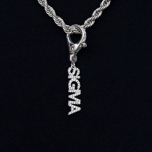 "Sigma" Clip On Charm Pendant in White Gold