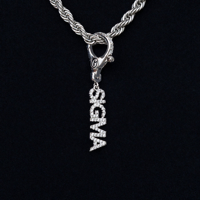 "Sigma" Clip On Charm Pendant in White Gold