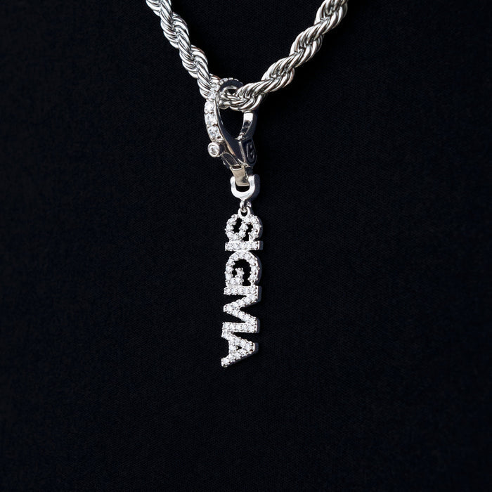 "Sigma" Clip On Charm Pendant in White Gold