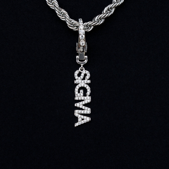 "Sigma" Clip On Pendant in White Gold