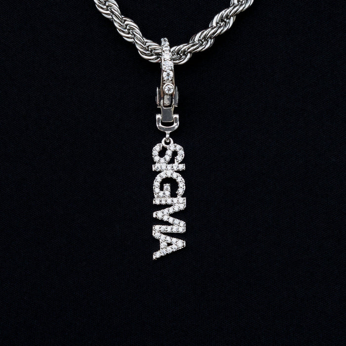 "Sigma" Clip On Pendant in White Gold