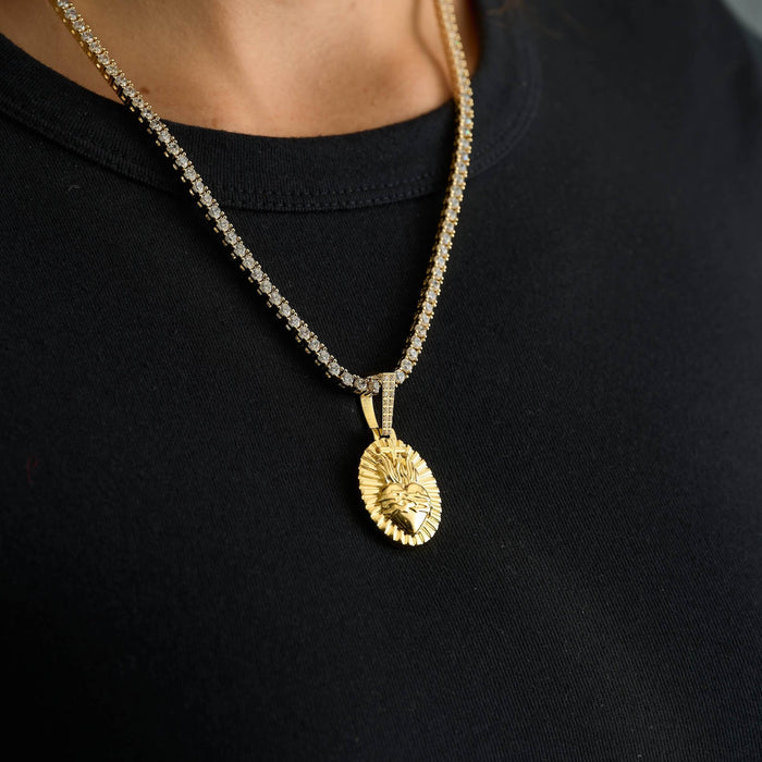 Simple Fire Heart Cross Pendant in Yellow Gold