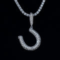Simple Horseshoe Pendant in White Gold