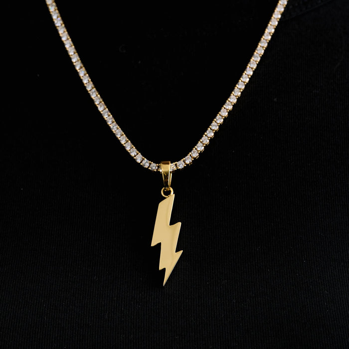 Simple Lightning Bolt Pendant in Yellow Gold