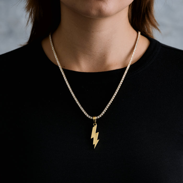 Simple Lightning Bolt Pendant in Yellow Gold