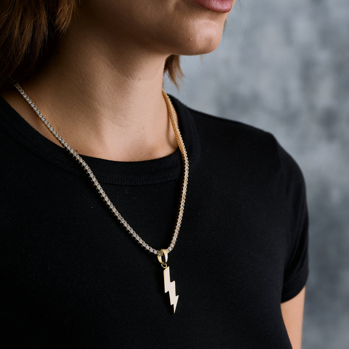 Simple Lightning Bolt Pendant in Yellow Gold