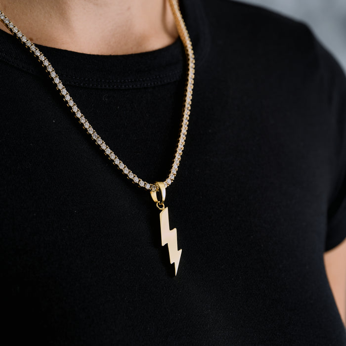 Simple Lightning Bolt Pendant in Yellow Gold