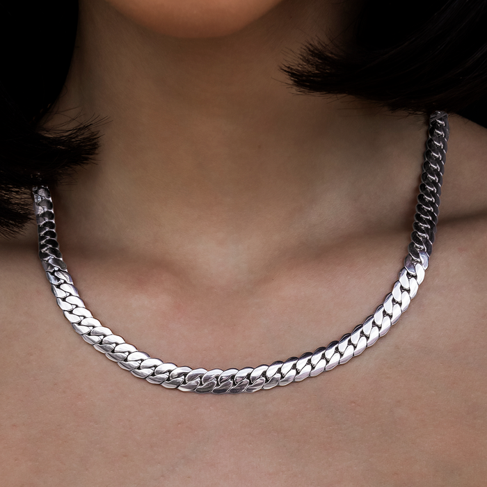 South Beach Cuban™ Necklace in White Gold- 8mm