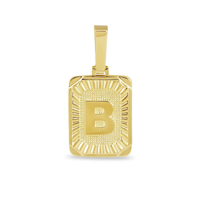 Square Initial Pendant in Yellow Gold