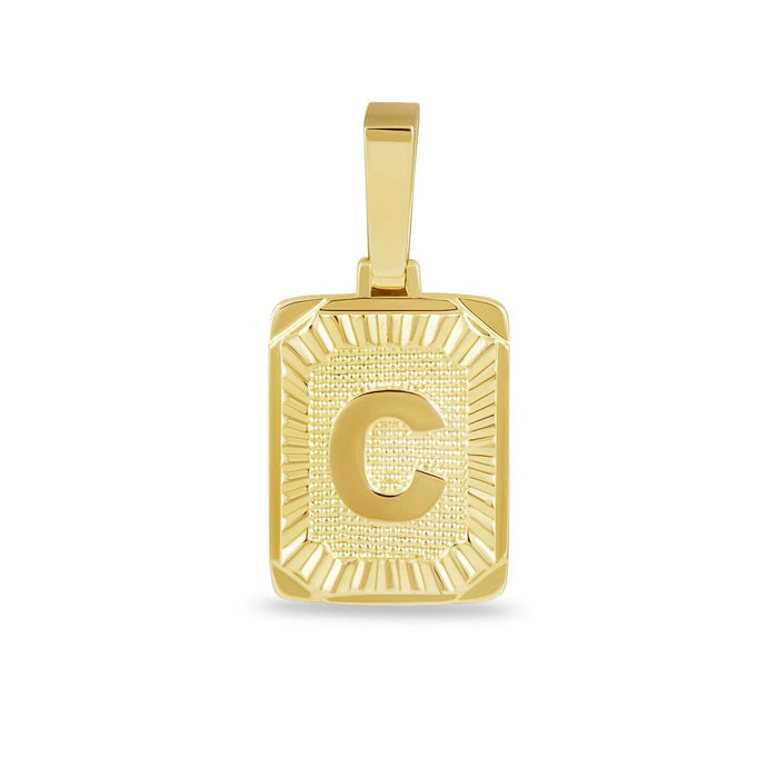 Square Initial Pendant in Yellow Gold