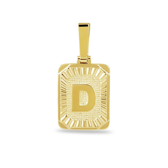 Square Initial Pendant in Yellow Gold
