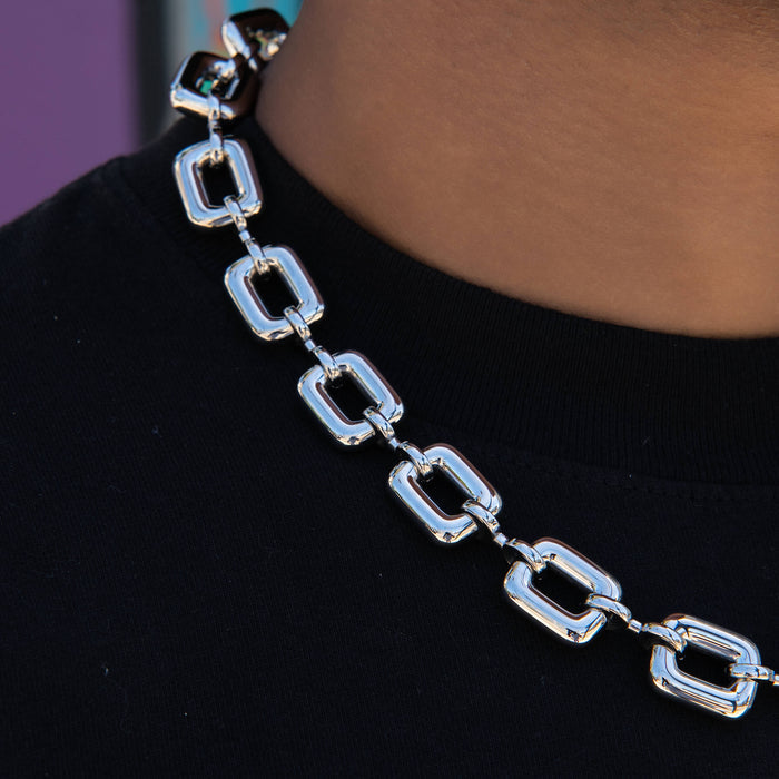 Square Link Chain in White Gold - 15MM