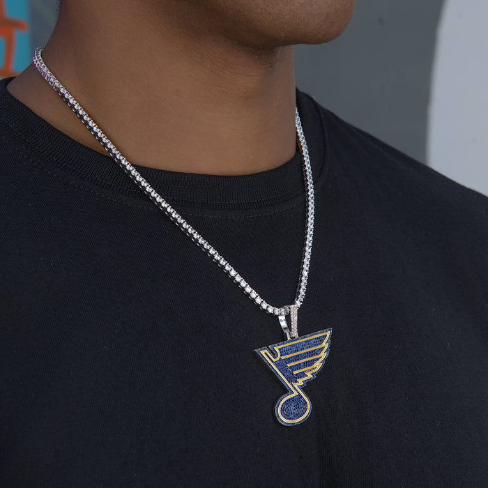 St. Louis Blues Official NHL Logo Pendant in White Gold