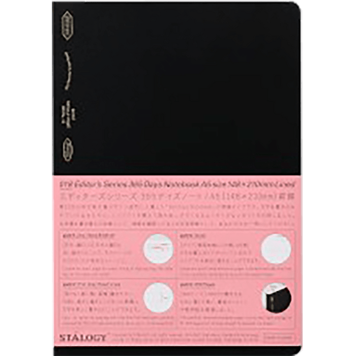 Stalogy Editors 365 Days Notebook - Black - Lined - A5 - Pen Boutique Ltd