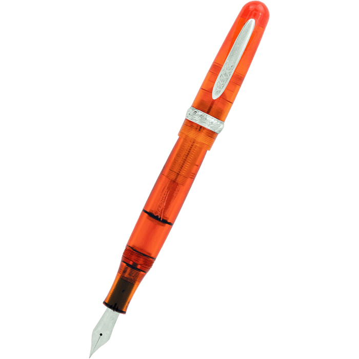 Stipula Etruria Rainbow Fountain Pen - Clear Orange - Stainless Steel (Limited Edition) - Pen Boutique Ltd