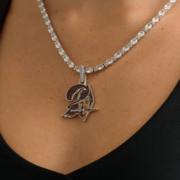 Tampa Bay Buccaneers Official NFL Vintage Logo Pendant in White Gold