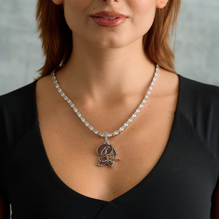Tampa Bay Buccaneers Official NFL Vintage Logo Pendant in White Gold