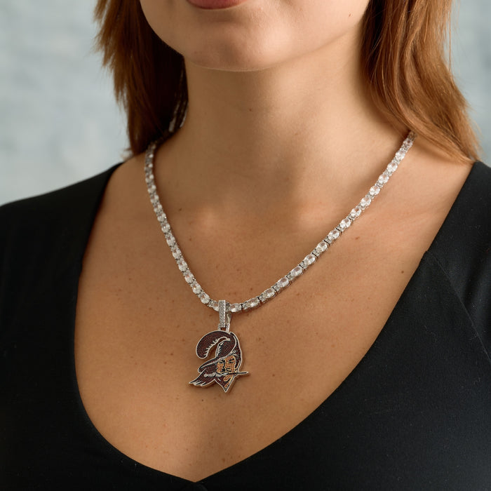 Tampa Bay Buccaneers Official NFL Vintage Logo Pendant in White Gold