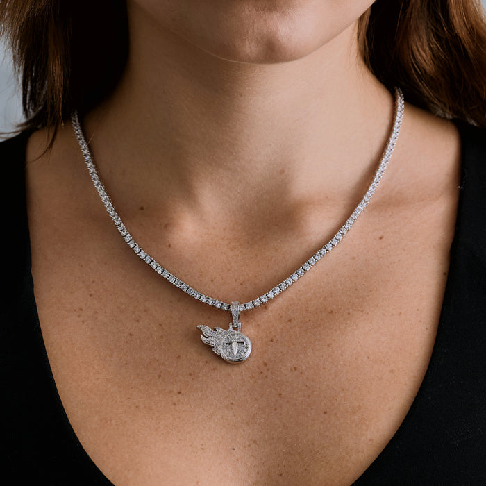 Tennessee Titans Official NFL Micro Logo Pendant in White Gold