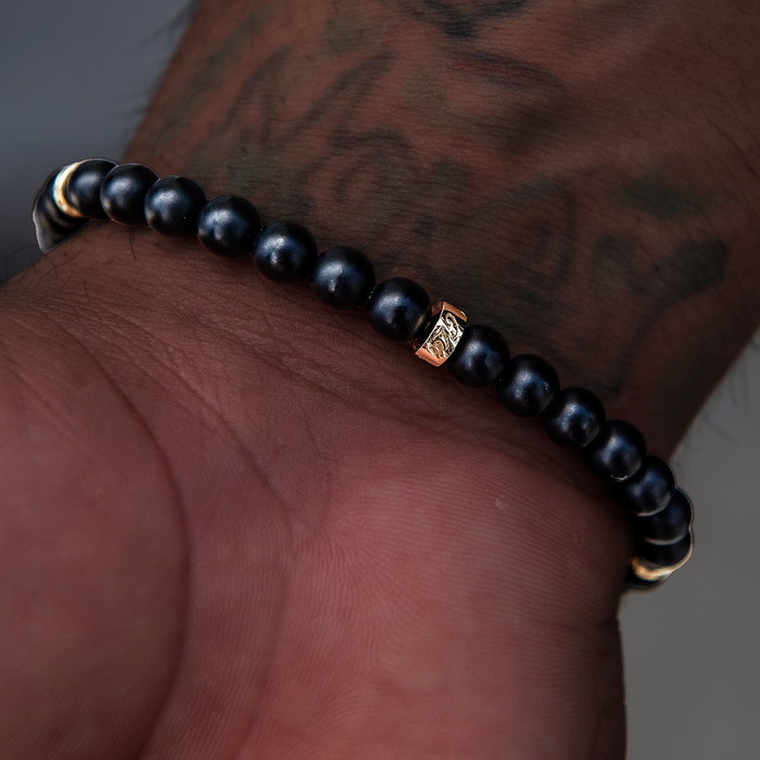 Tiger Beaded Bracelet in Yellow Gold