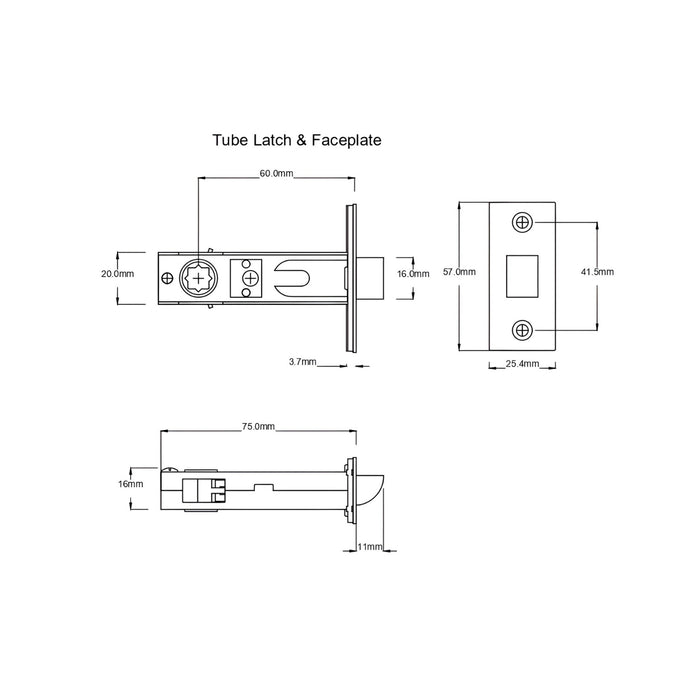 Tube Latch TradCo Menton Lever Long Backplate Passage Set Antique Copper 0681KPASS60 - The Blue Space
