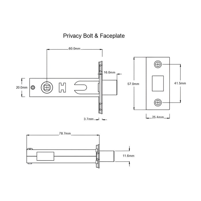 Privacy Bolt TradCo Menton Lever Long Backplate Privacy Set Chrome Plated 0684KPRIV60 - The Blue Space