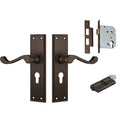 TradCo Milton Lever Long Backplate Entrance Set with High Security Lock Antique Brass 0786KENTREURO57KK - The Blue Space
